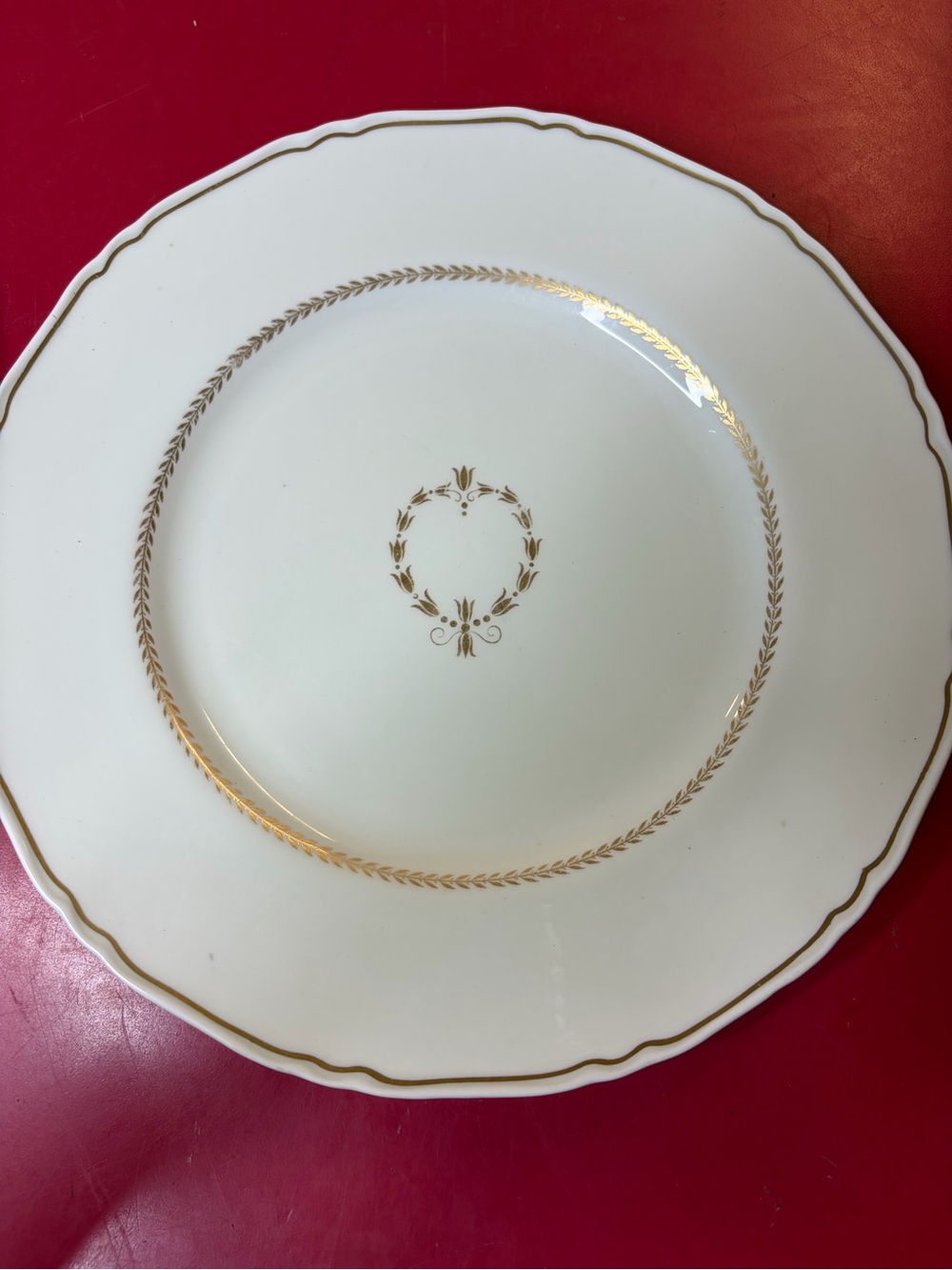 Royal Worcester White and Gold Porcelain Dinner Plate